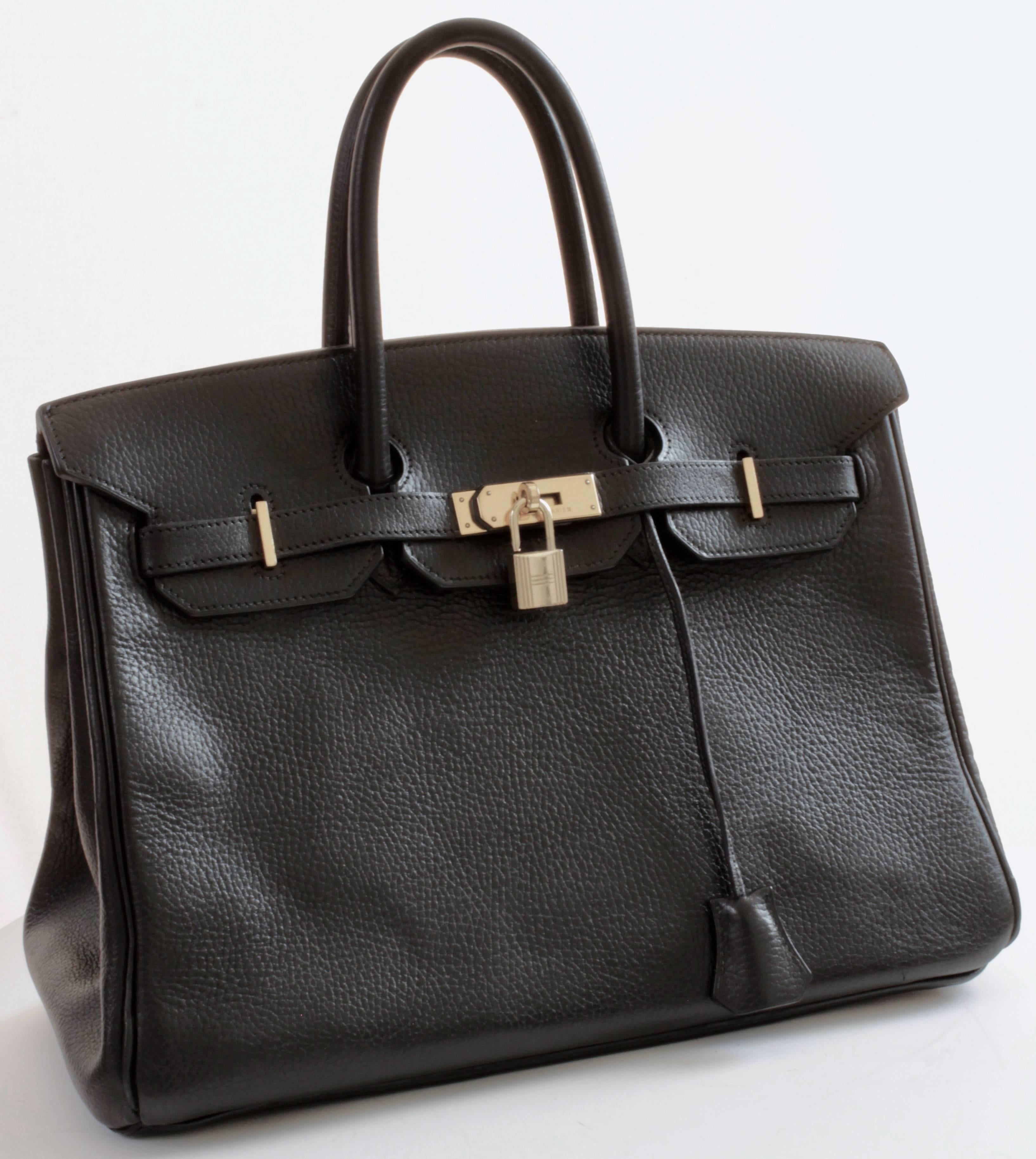 Hermes Birkin Bag 35cm Vintage Black Ardennes Leather 90s  In Good Condition In Port Saint Lucie, FL