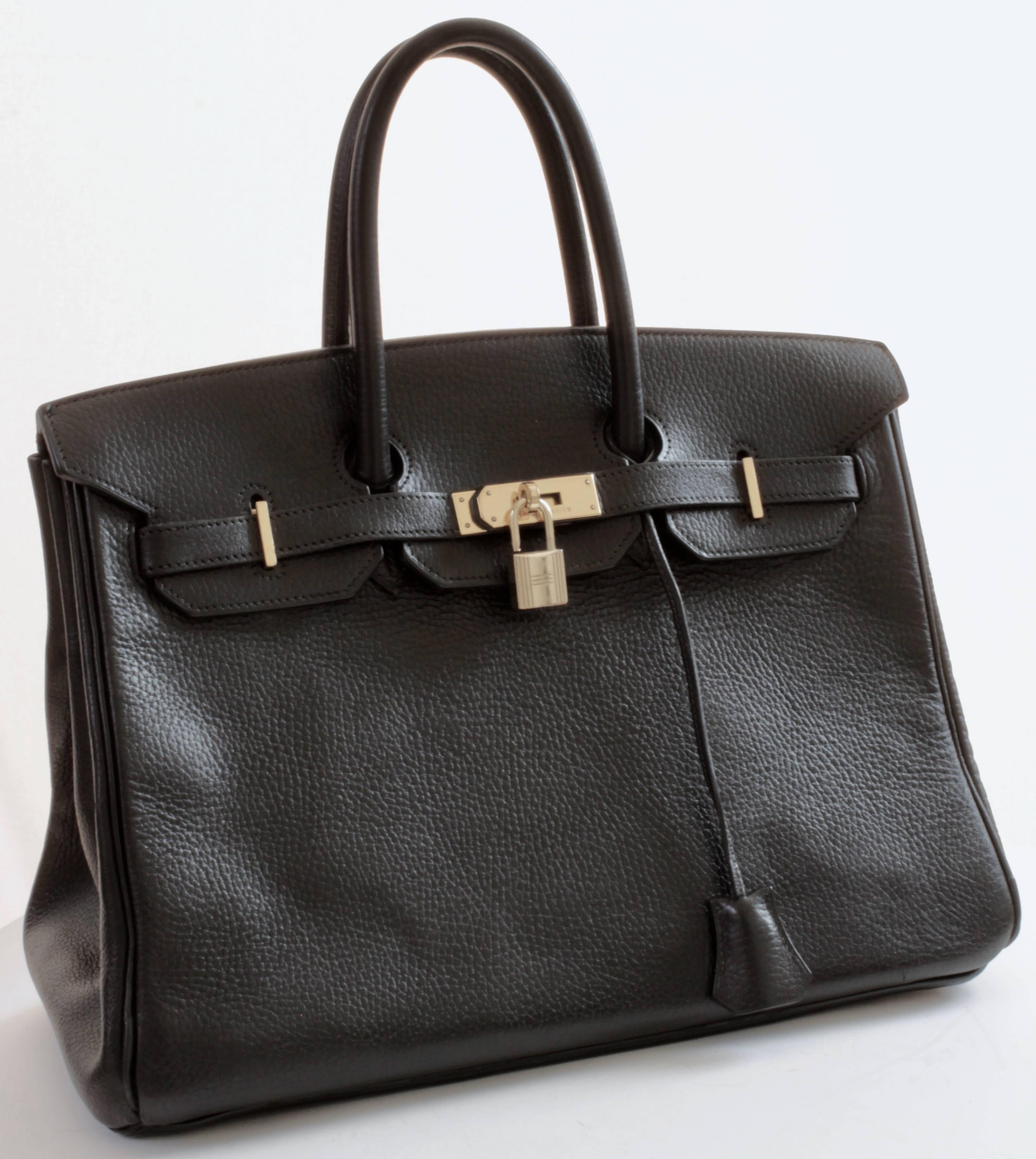 Hermès Birkin Bag 35cm Vintage Black Ardennes Leather 90s 1