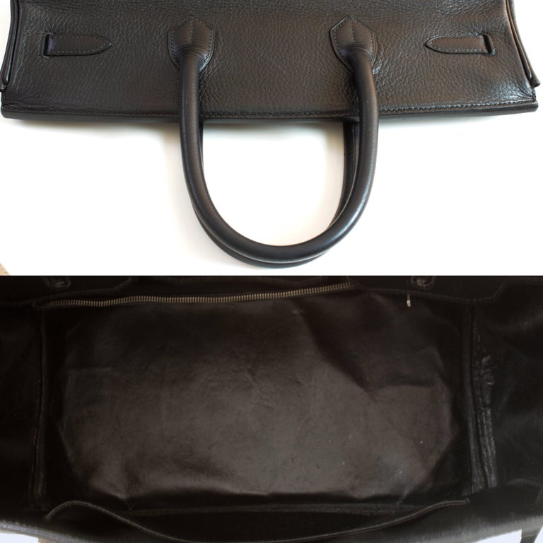 HERMES Birkin 35 Hand Bag Ardennes Leather Black Purse 90202547