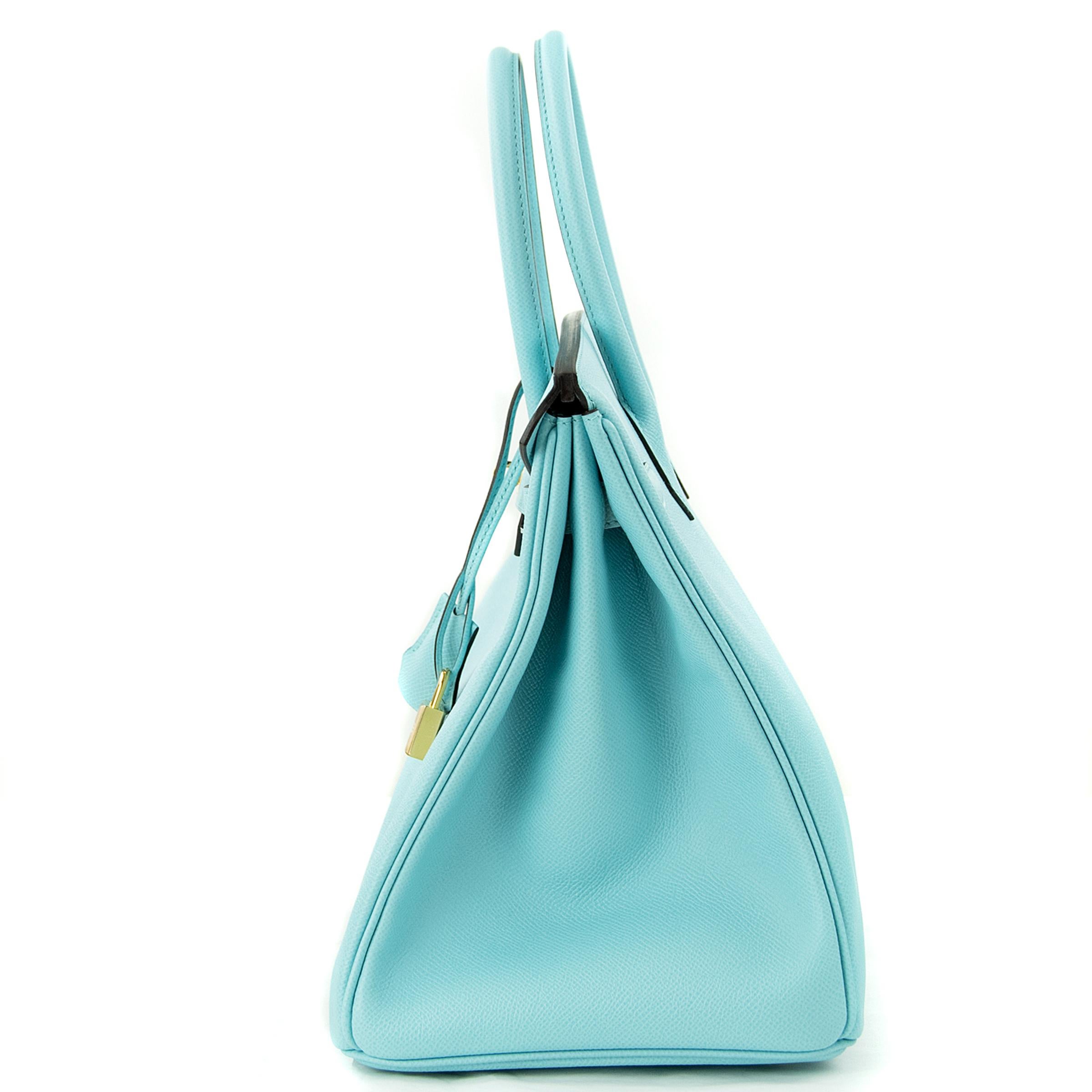 Hermes Birkin Bag 35cm Blue Atoll Epsom GHW im Angebot 4