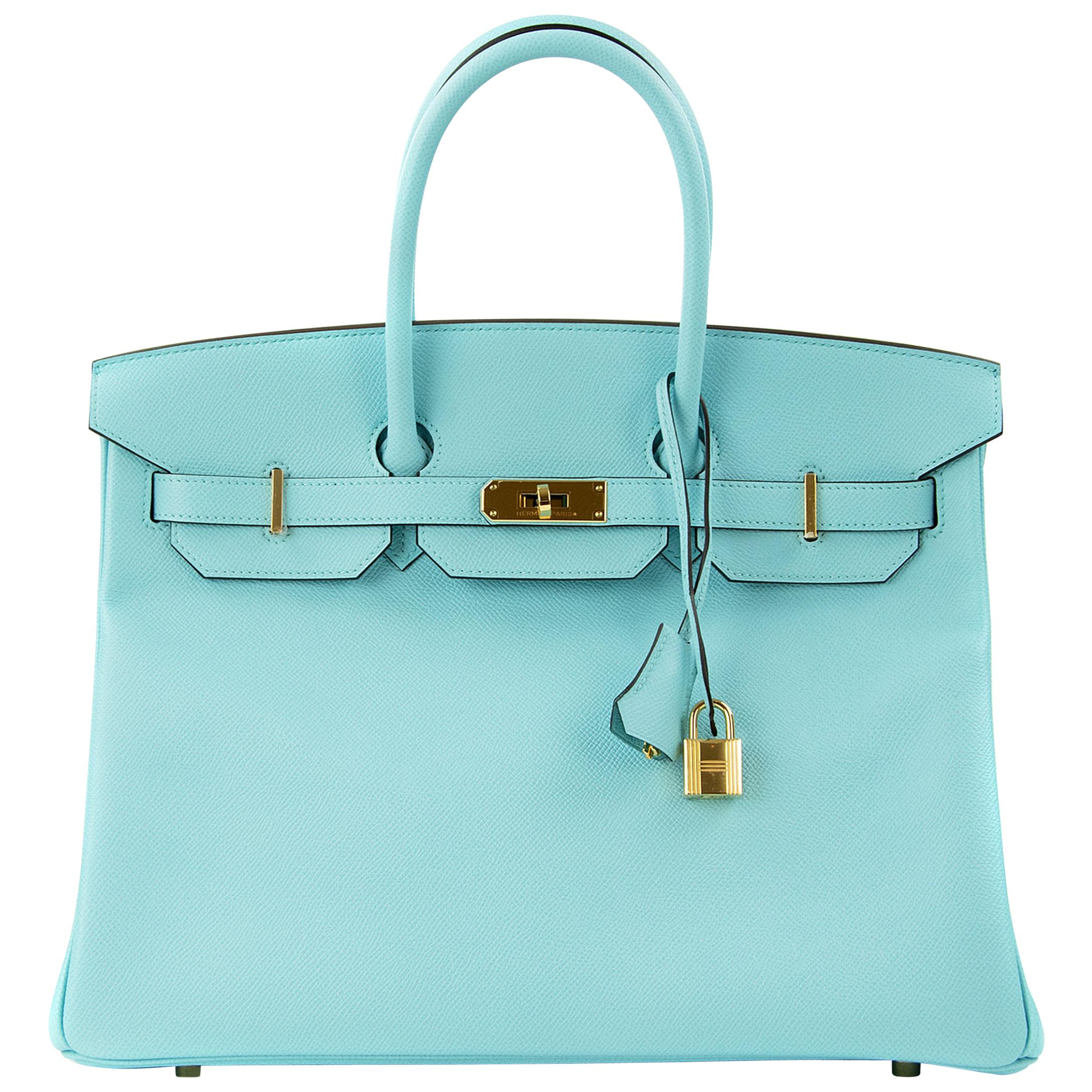 Hermes Birkin Bag 35cm Blue Atoll Epsom GHW For Sale at 1stDibs | blue ...