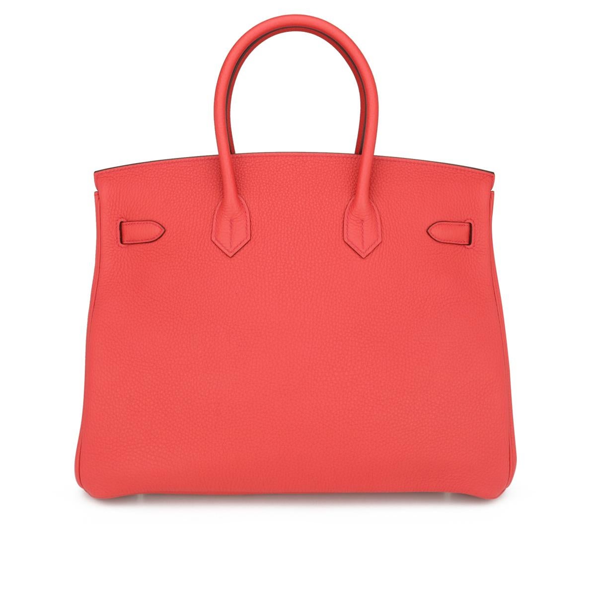 Red Hermès Birkin Bag 35cm Bougainvillier Taurillon Clemence Leather w/PHW 2017
