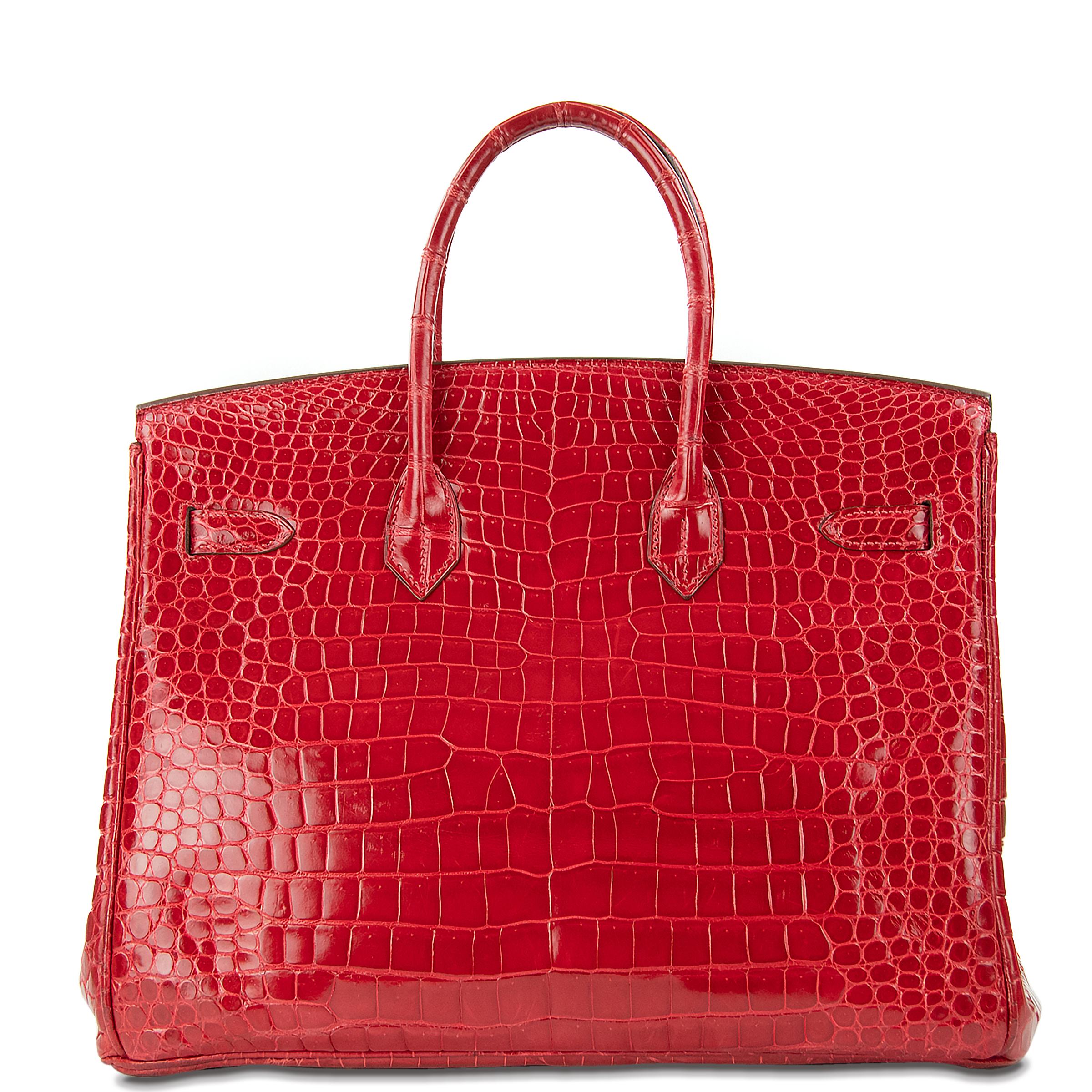 Hermes 35cm Birkin in Braise Porosus Crocodile. This iconic special order Hermes Birkin bag is timeless and chic. Fresh and crisp with palladium hardware. 

    Condition: New or Never Used
    Made in France
    Bag Measures: 35cm (13.8