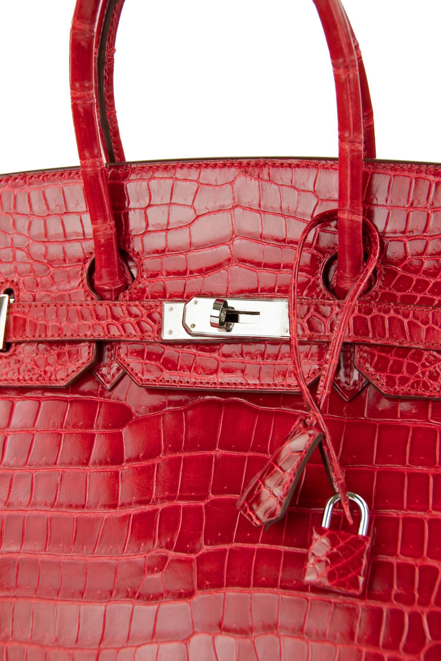  Hermes Birkin Bag 35cm Braise Porosus Crocodile PHW In New Condition For Sale In Newport, RI
