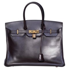 Hermes Birkin Bag 35cm Brown box Leather Togo Gold Hardware 2005