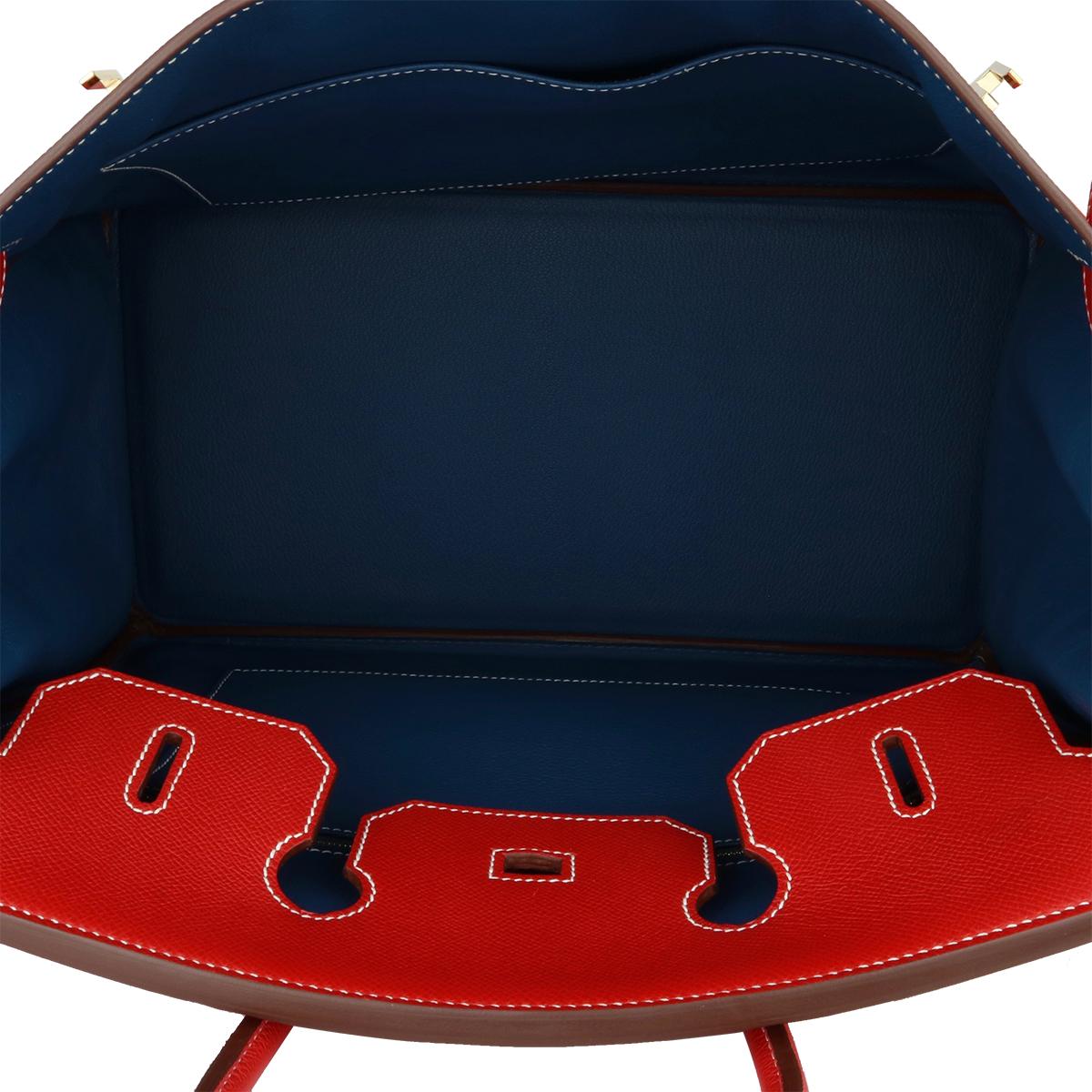 Hermès Birkin Bag 35cm Candy Rouge Casaque/Bleu Thalassa Epsom w/GHW_2012 7