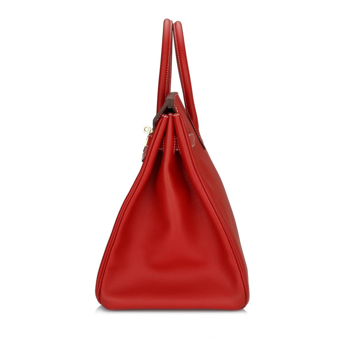 Red Hermès Birkin Bag 35cm Candy Rouge Casaque/Bleu Thalassa Epsom w/GHW_2012