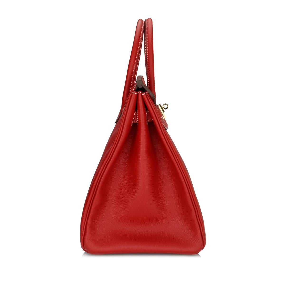 Hermès Birkin Bag 35cm Candy Rouge Casaque/Bleu Thalassa Epsom w/GHW_2012 In New Condition In Huddersfield, GB