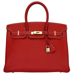 Hermès Birkin Bag 35cm Candy Rouge Casaque/Bleu Thalassa Epsom w/GHW_2012