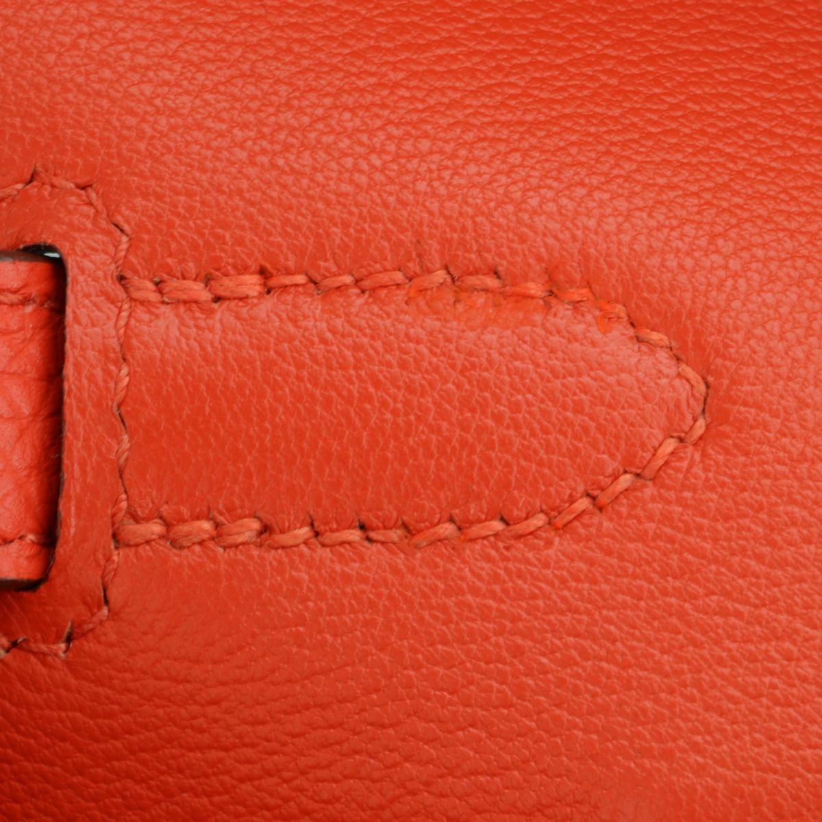Hermès Birkin Bag 35cm Capucine Togo Leather Palladium Hardware Stamp Q 2013 For Sale 11