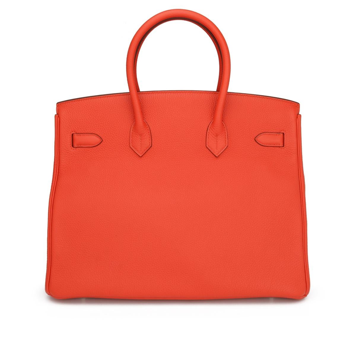 Red Hermès Birkin Bag 35cm Capucine Togo Leather Palladium Hardware Stamp Q 2013 For Sale