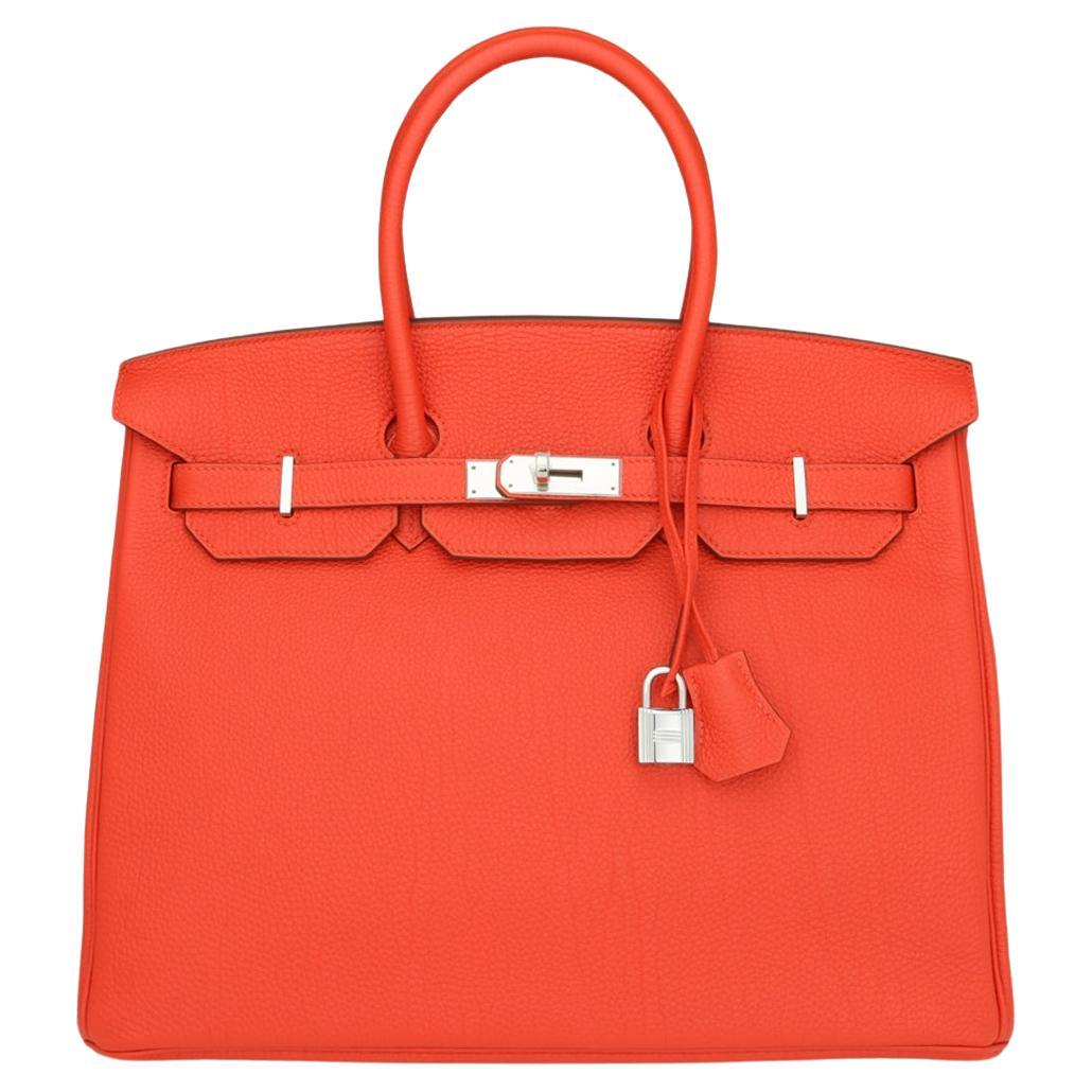 Hermès Birkin Bag 35cm Capucine Togo Leather Palladium Hardware Stamp Q 2013 For Sale