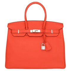 Hermès Birkin Bag 35cm Capucine Togo Leather Palladium Hardware Stamp Q 2013
