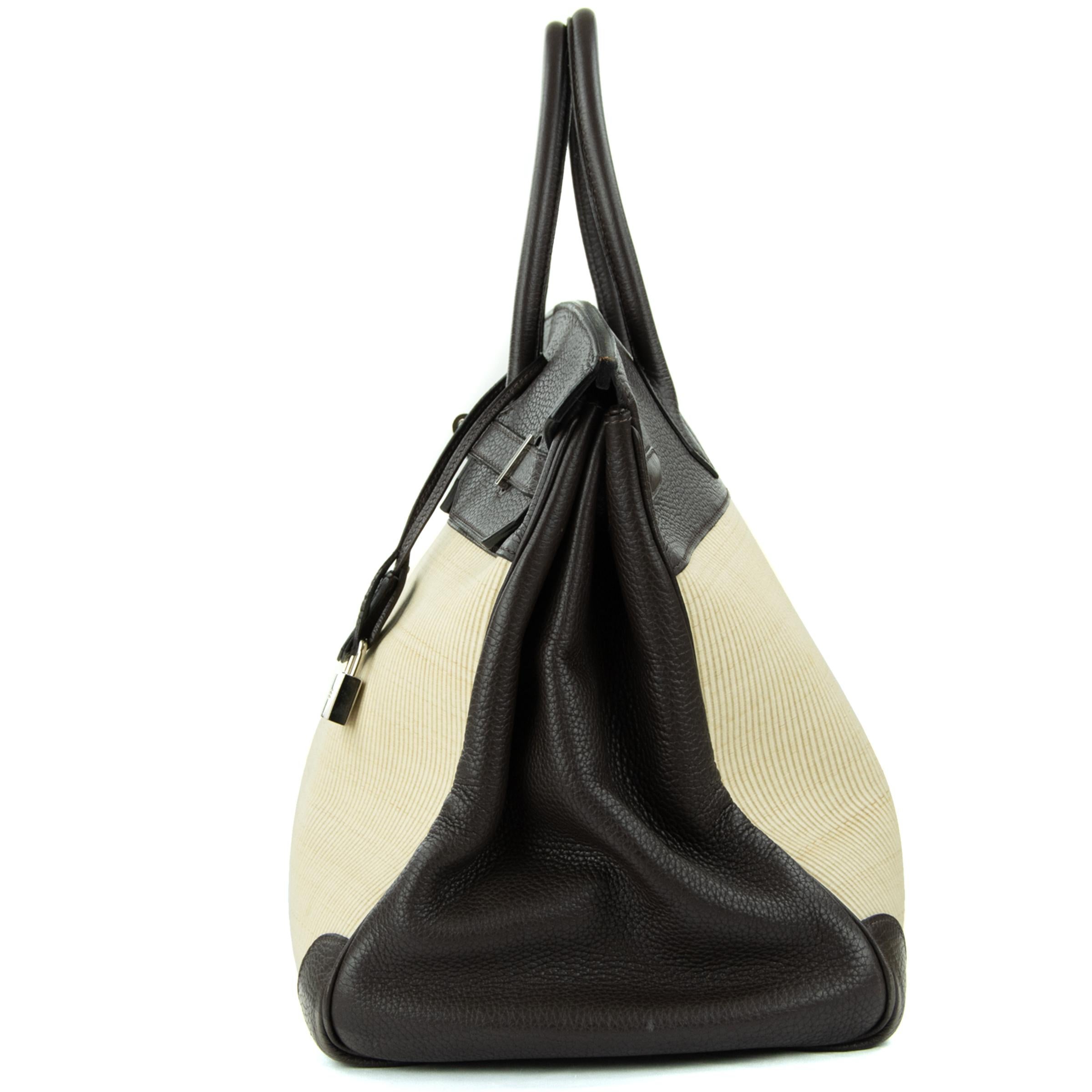 Women's or Men's Hermes Birkin Bag 35cm Chocolate Togo Crinolin PHW (Pre Owned) For Sale