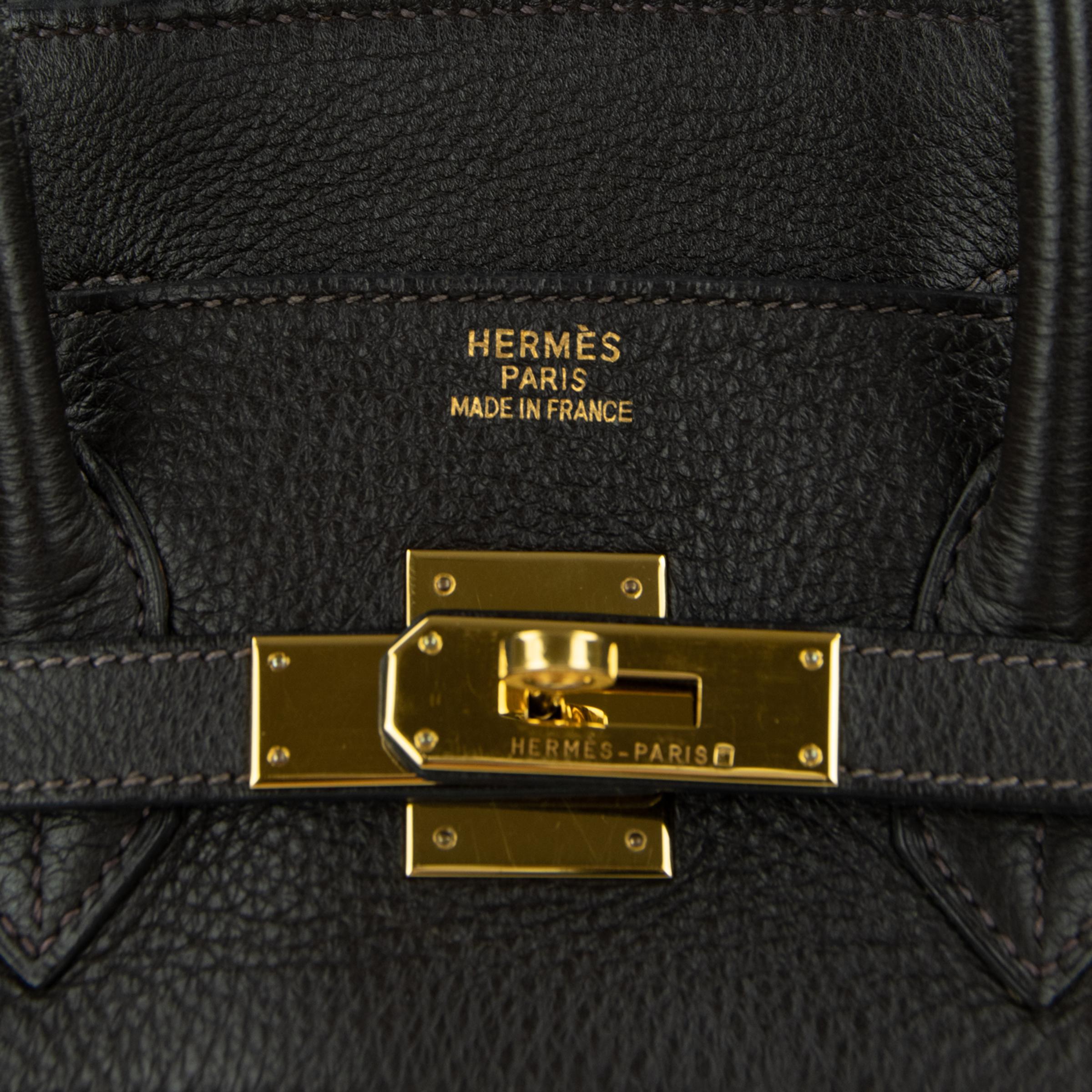 Hermes Birkin Bag 35cm Chocolate Toile GHW (Pre Owned) im Angebot 4