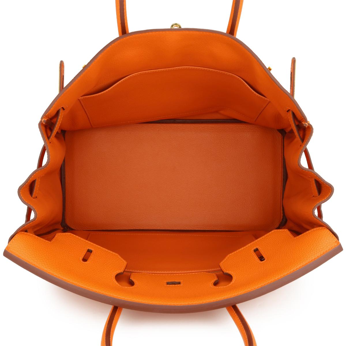 Hermès Birkin Bag 35cm Classic Orange Togo Leather Gold Hardware Stamp M 2009 10
