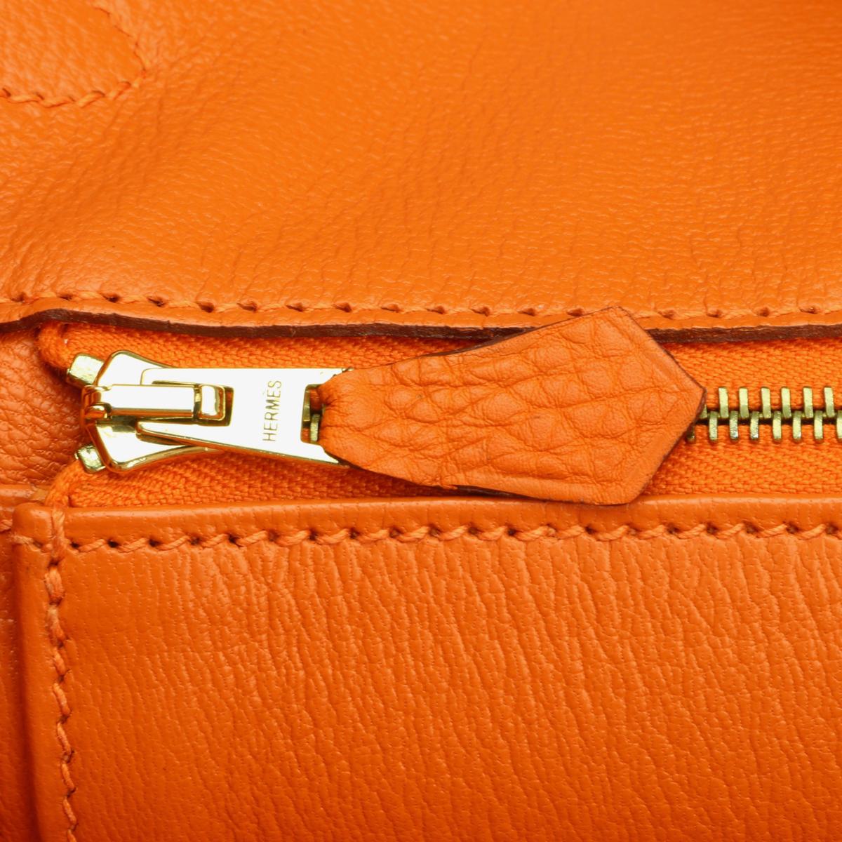 Hermès Birkin Bag 35cm Classic Orange Togo Leather Gold Hardware Stamp M 2009 12