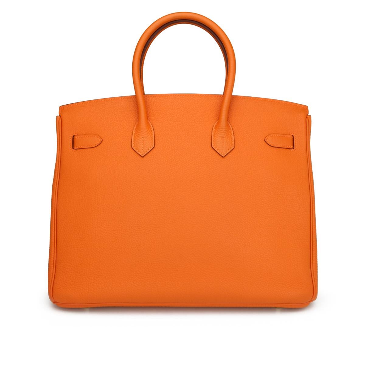 Arancia Hermès Birkin Bag 35cm Classic Orange Togo Leather Gold Hardware Stamp M 2009