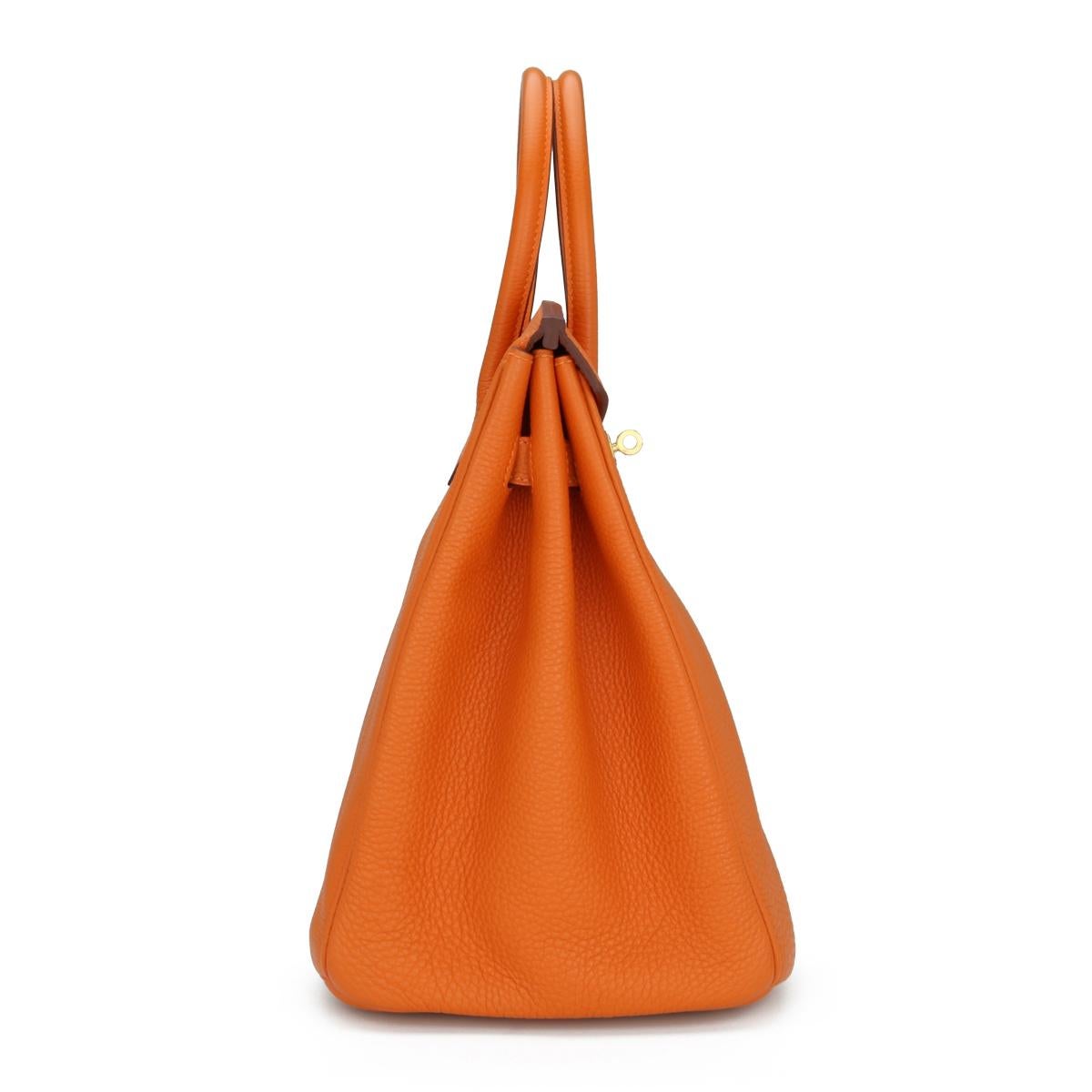 Hermès Birkin Bag 35cm Classic Orange Togo Leather Gold Hardware Stamp M 2009 In condizioni buone a Huddersfield, GB
