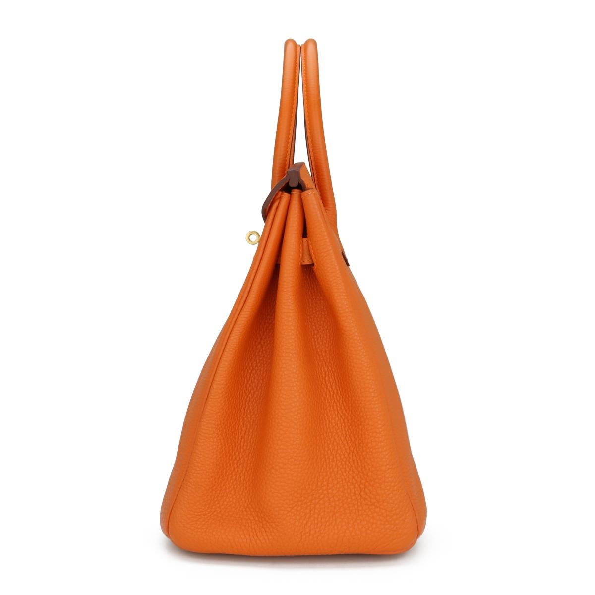 da uomo o donna Hermès Birkin Bag 35cm Classic Orange Togo Leather Gold Hardware Stamp M 2009