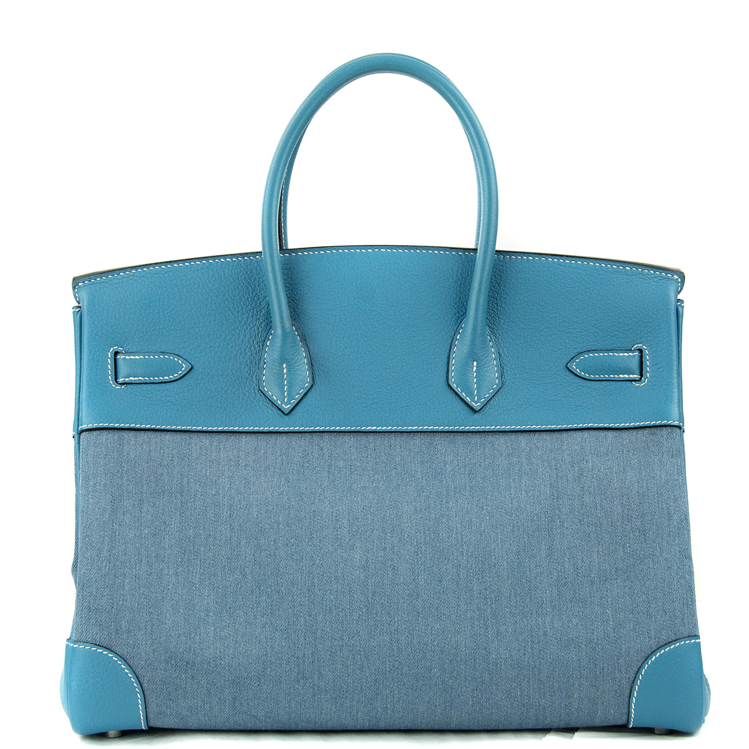 Hermes Birkin Bag 35cm Denim Blue Jean Togo PHW For Sale 2