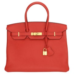 Hermès Birkin Bag 35cm Geranium Togo Leather with Gold Hardware Stamp A 2017