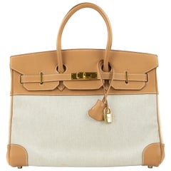 35cm birkin bag Hermes Birkin Bag 35cm Gold Toile Epsom GHW (Pre Owned)