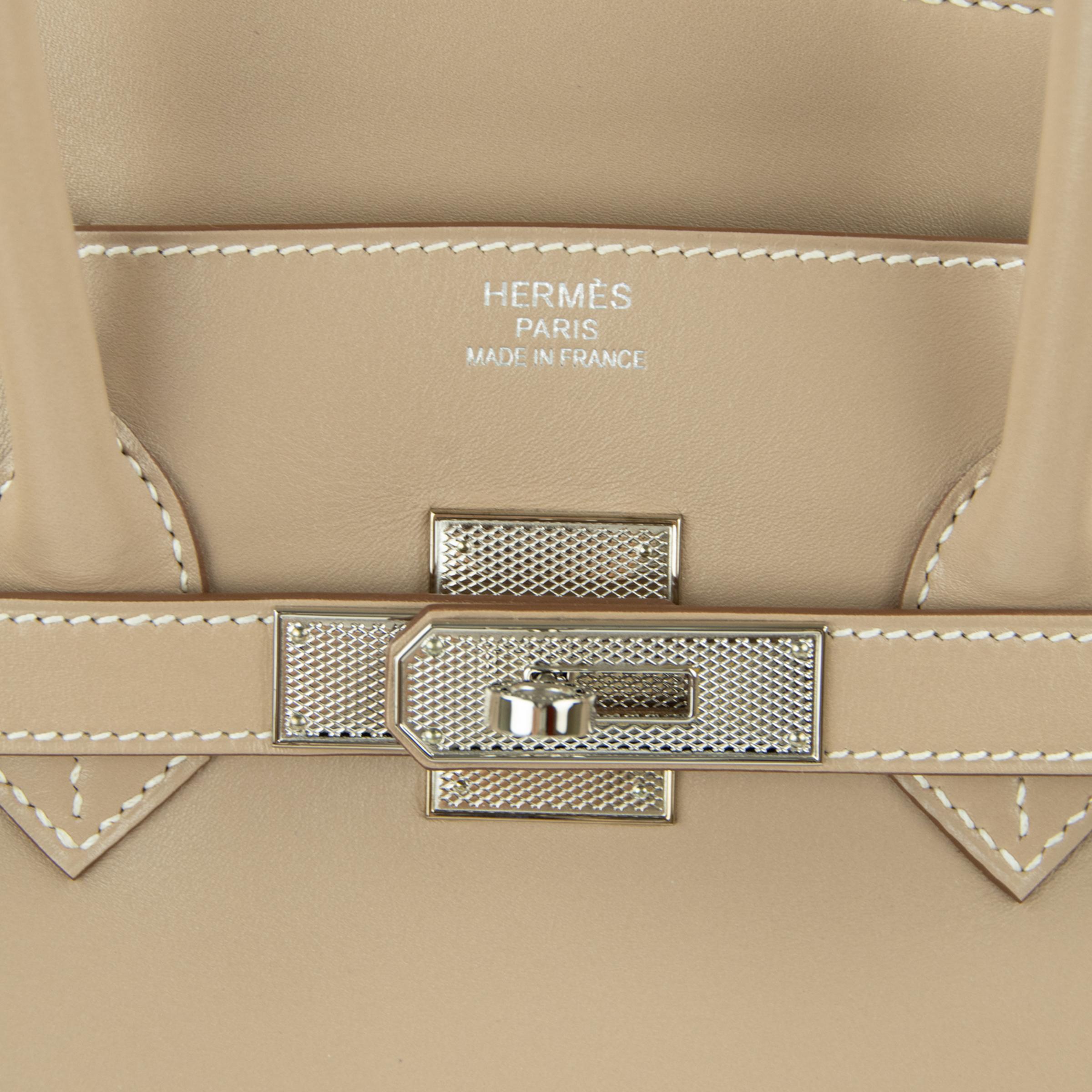 Hermès Birkin Bag 35cm Guilloche Tadelakt Argile PHW For Sale 5