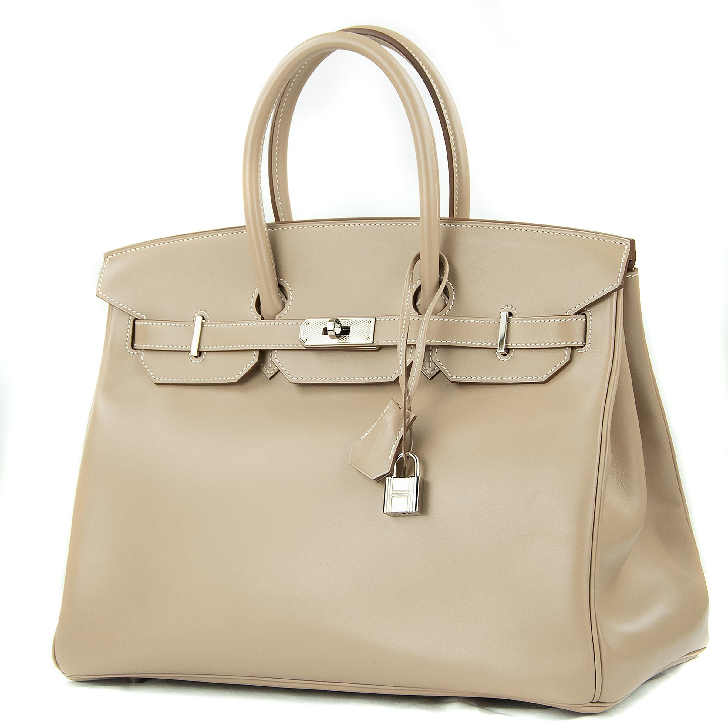 Beige Hermès Birkin Bag 35cm Guilloche Tadelakt Argile PHW For Sale