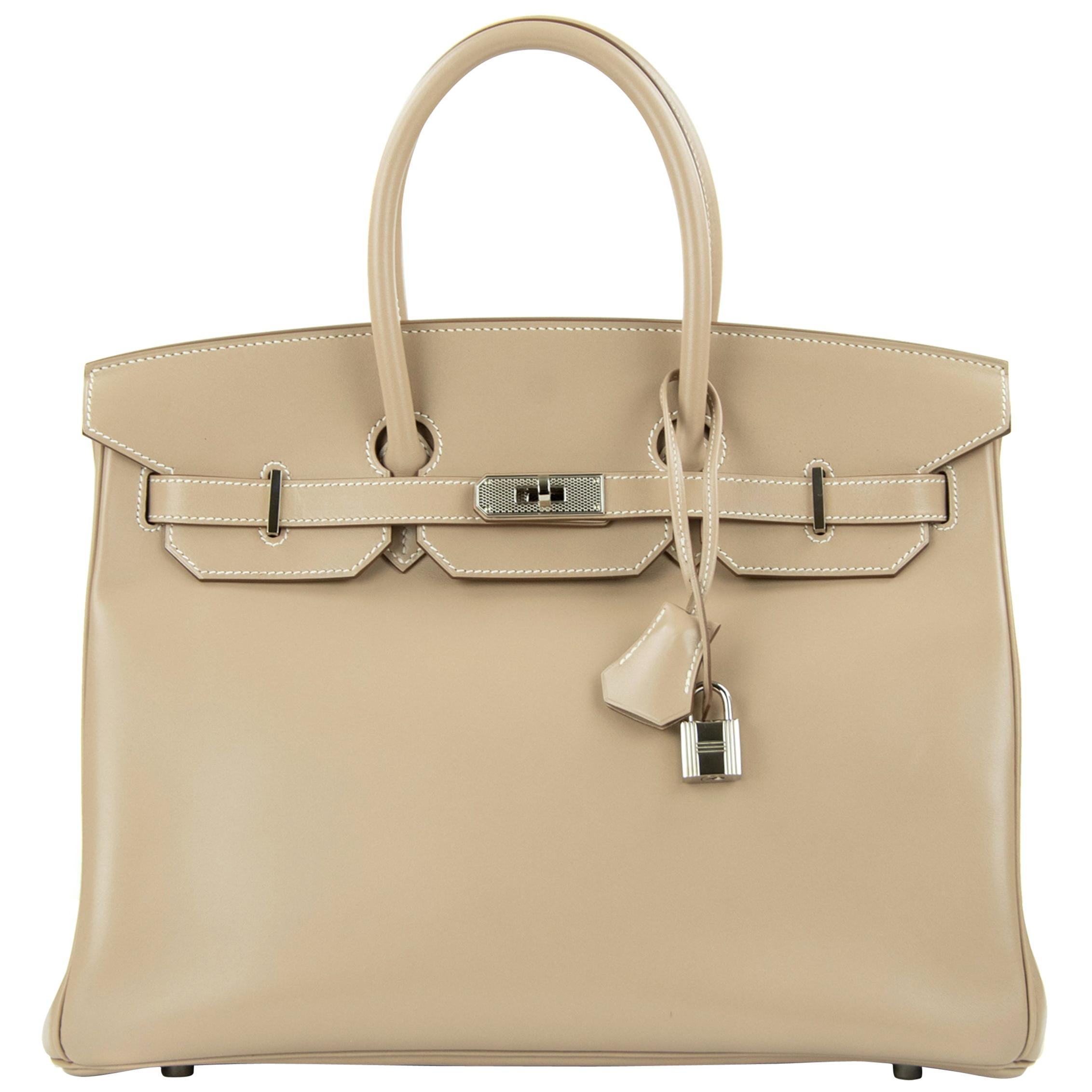 Hermès Birkin Bag 35cm Guilloche Tadelakt Argile PHW For Sale