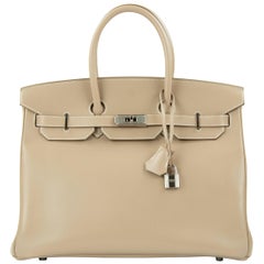 Hermès Birkin Bag 35cm Guilloche Tadelakt Argile PHW
