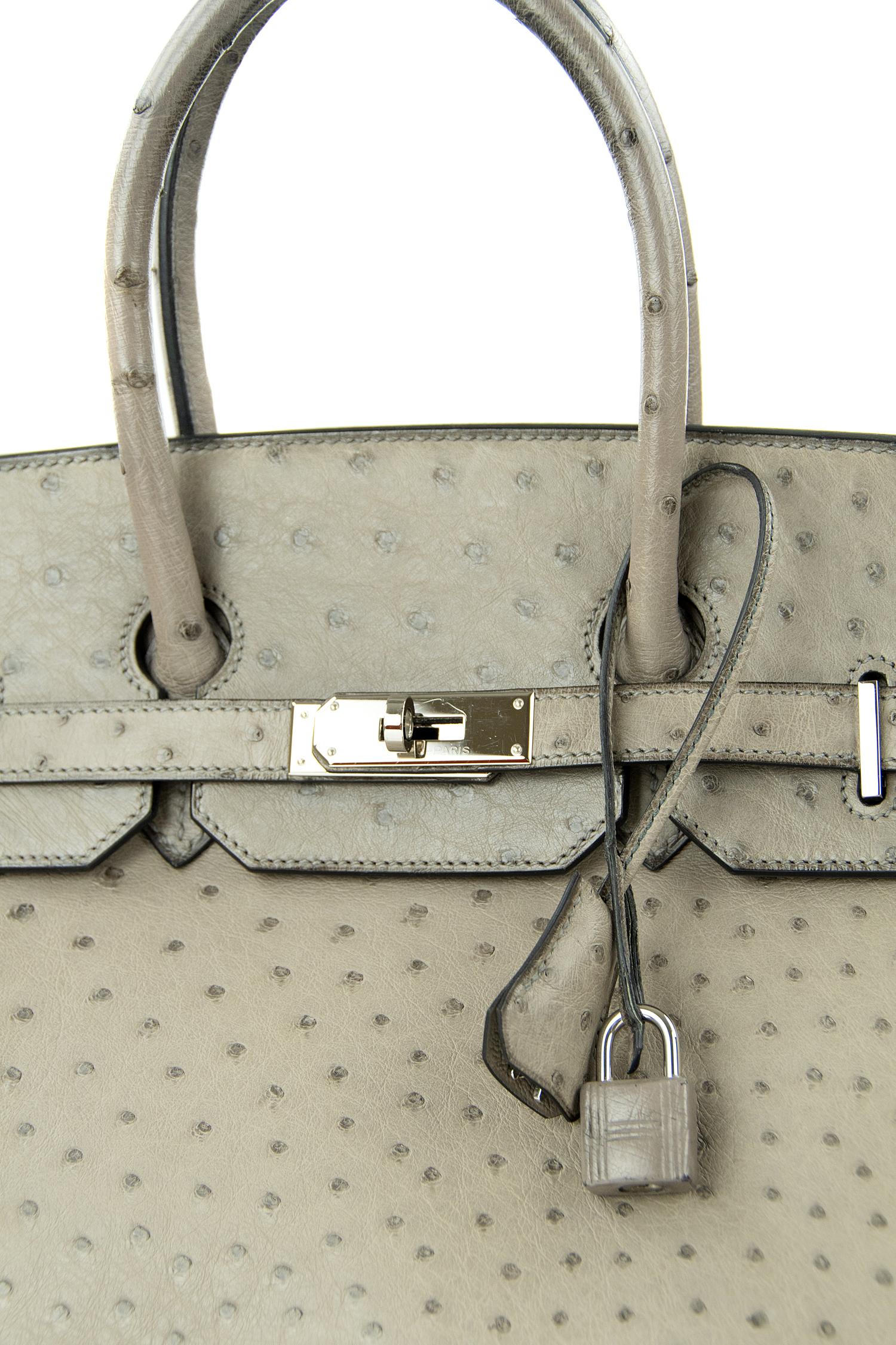 Hermes Birkin Bag 35cm Mousse Ostrich PHW (Pre Owned) im Zustand „Hervorragend“ im Angebot in Newport, RI