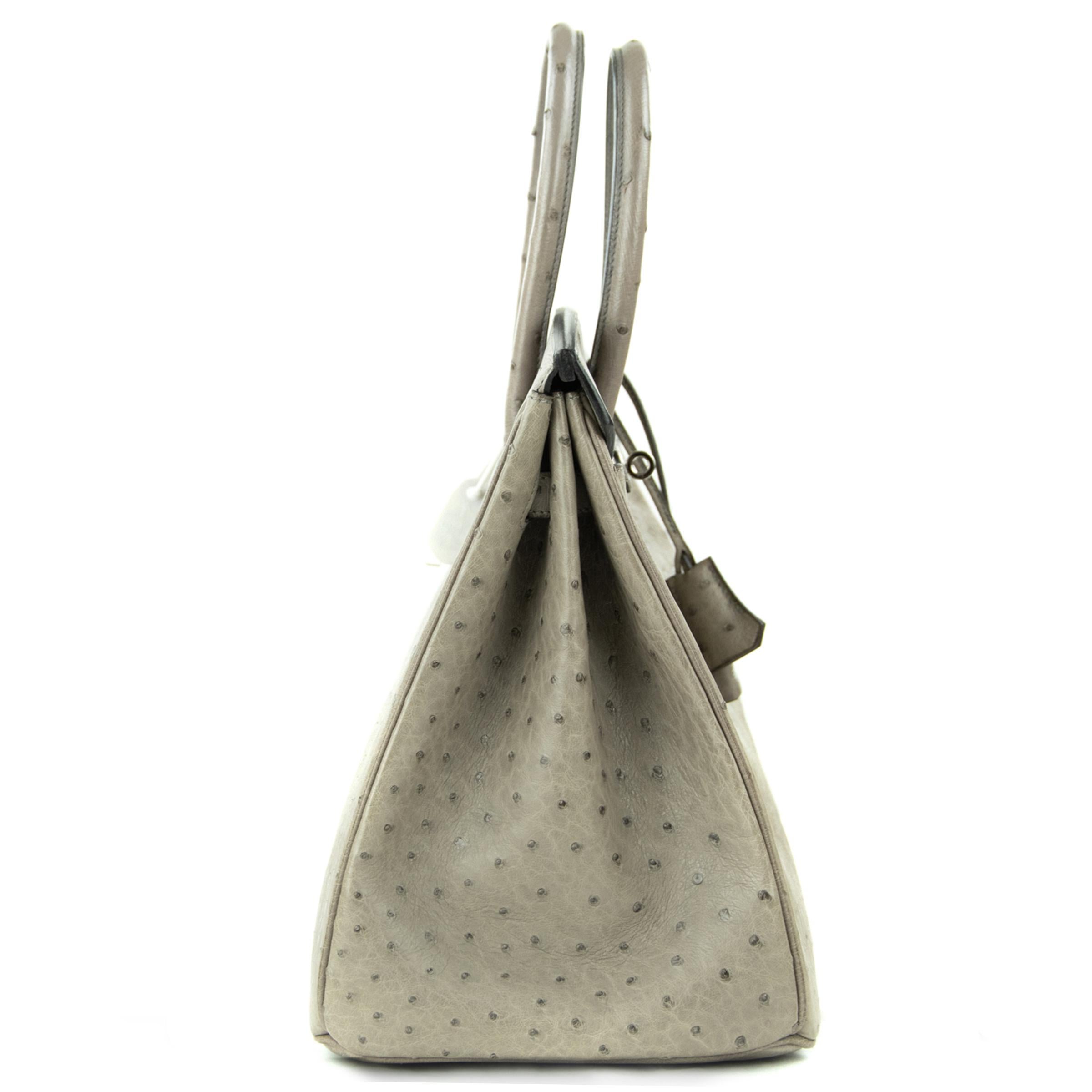 Hermes Birkin Bag 35cm Mousse Ostrich PHW (Pre Owned) im Angebot 2