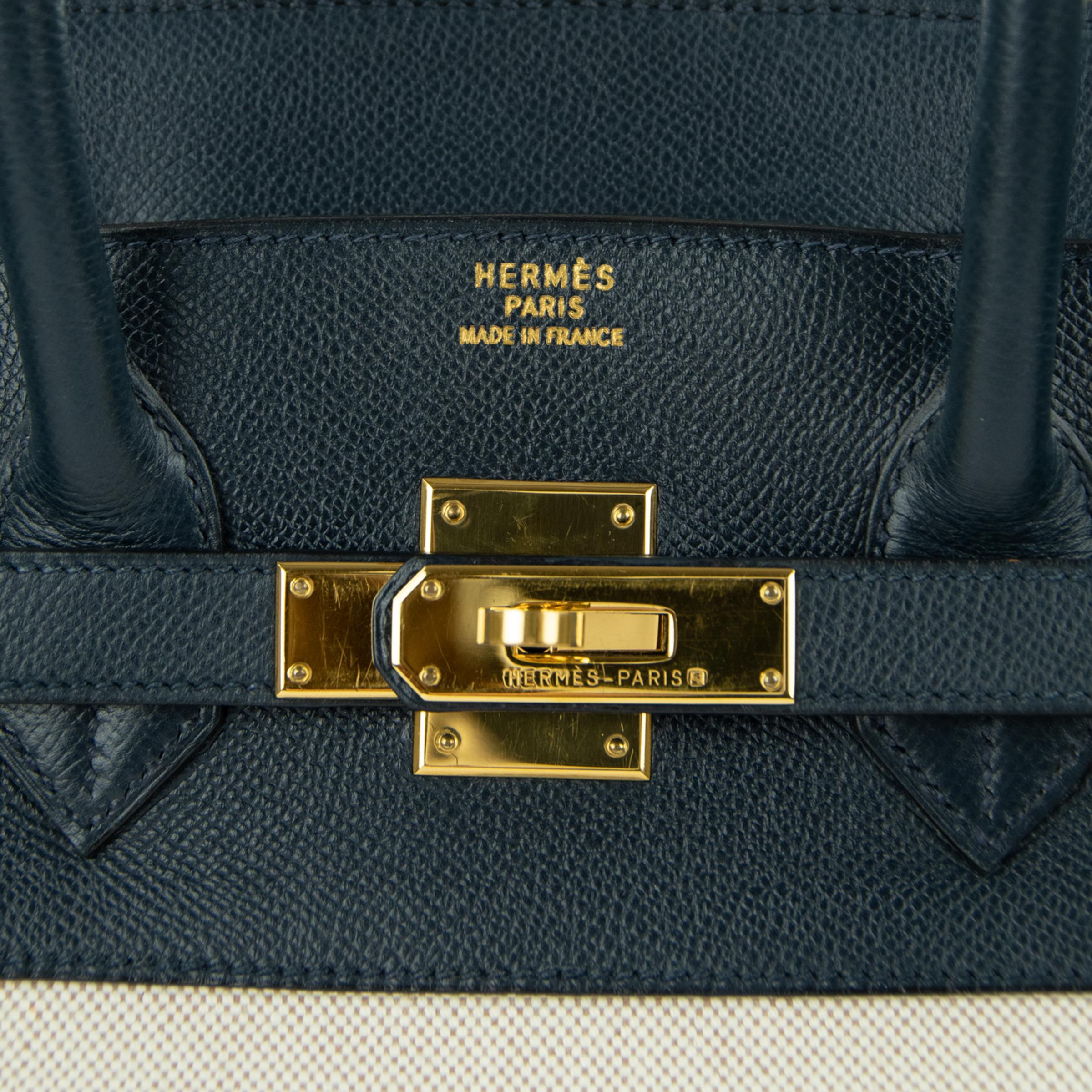 Hermes Birkin Bag 35cm Navy Toile GHW (Pre Owned) 4