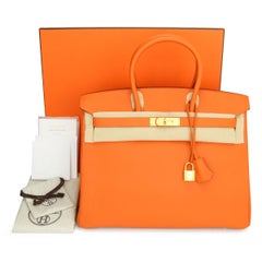 Hermès Birkin Bag 35cm Orange Epsom Leather with Gold Hardware Stamp Q 2013