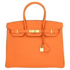 Hermès Birkin Bag 35cm Orange Epsom Leather with Gold Hardware Stamp Q 2013
