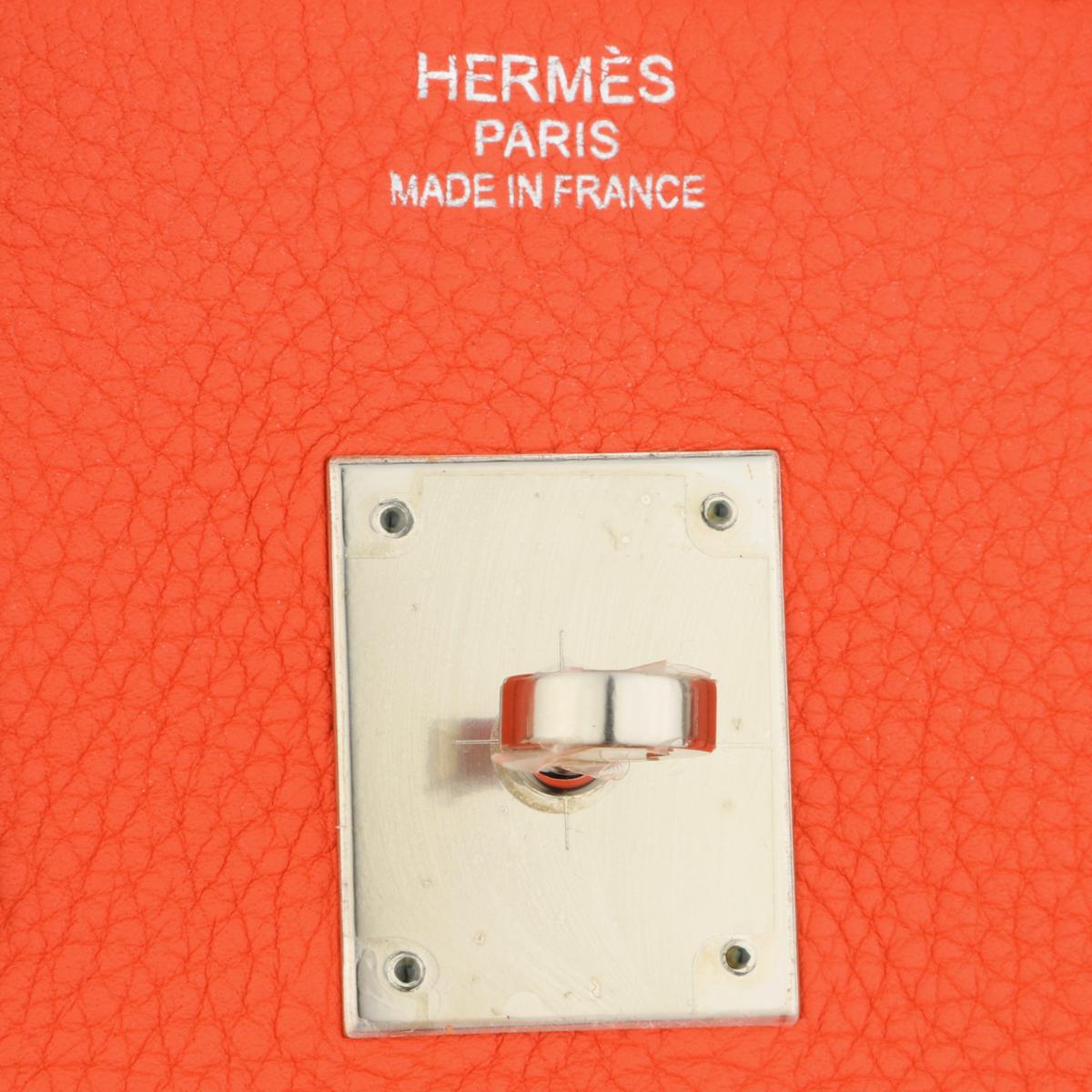 Hermès Birkin Bag 35cm Orange Poppy Togo Leather Palladium Hardware Stamp A 2017 6