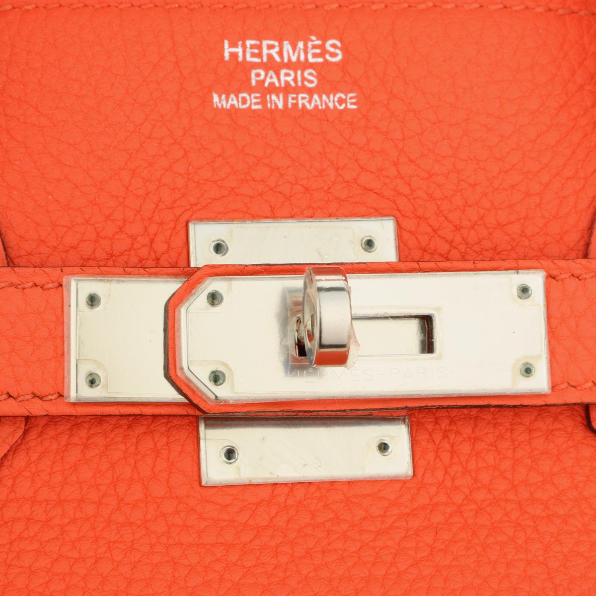 Hermès Birkin Bag 35cm Orange Poppy Togo Leather Palladium Hardware Stamp A 2017 7