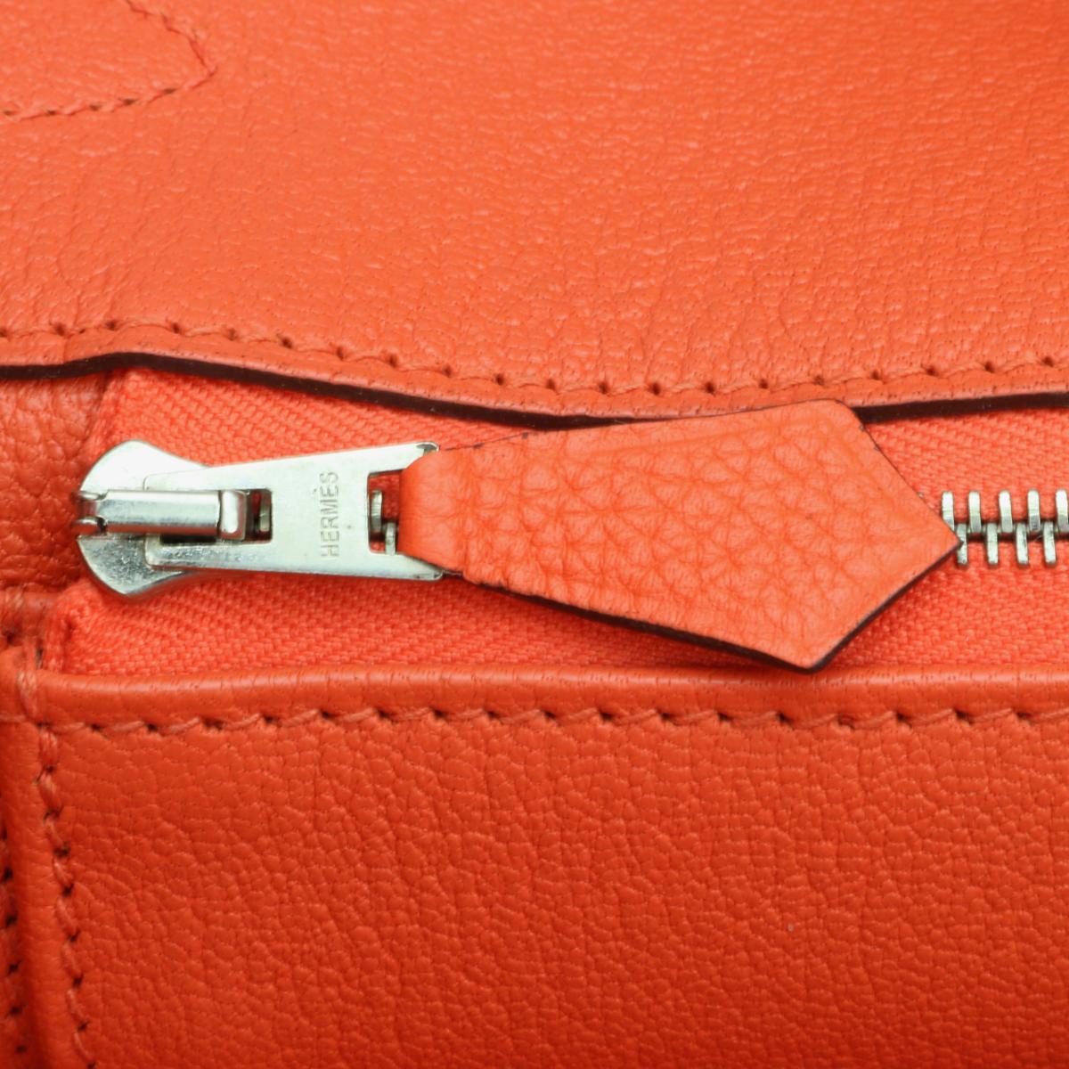 Hermès Birkin Bag 35cm Orange Poppy Togo Leather Palladium Hardware Stamp A 2017 10