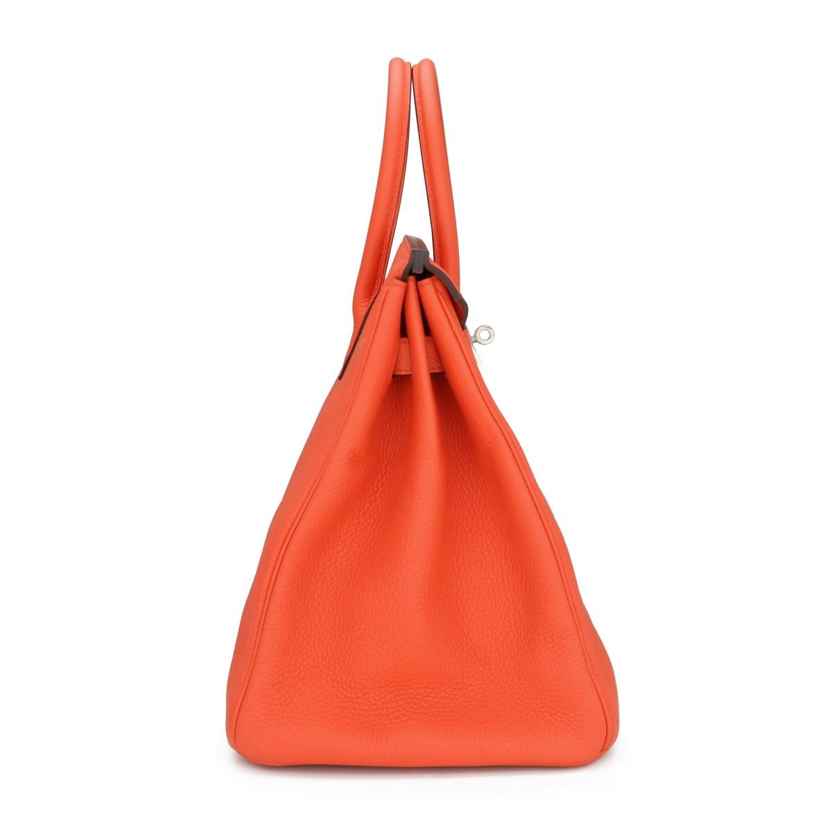 Hermès Birkin Bag 35cm Orange Poppy Togo Leather Palladium Hardware Stamp A 2017 In Good Condition In Huddersfield, GB