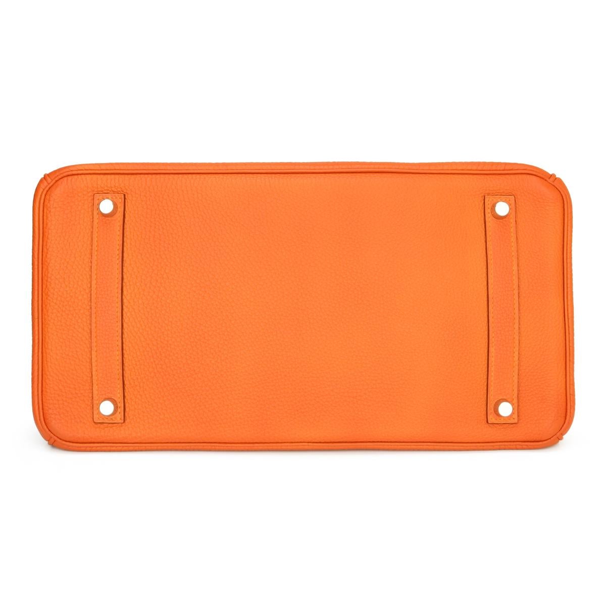 Hermès Birkin Bag 35cm Orange Togo Leather with Palladium Hardware Stamp M 2009 In Good Condition In Huddersfield, GB