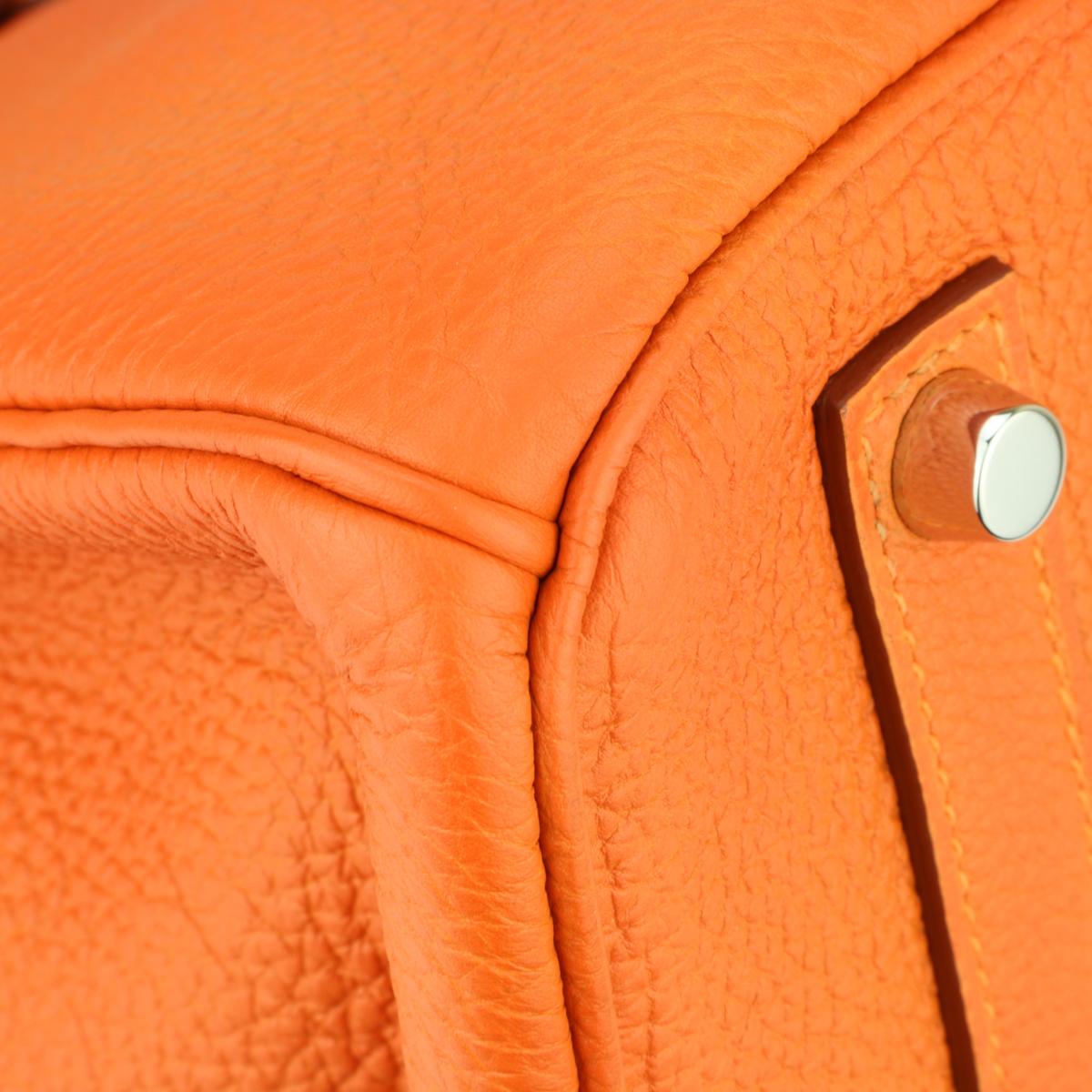 Women's or Men's Hermès Birkin Bag 35cm Orange Togo Leather with Palladium Hardware Stamp M 2009
