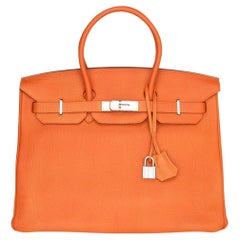Hermès Birkin Bag 35cm Orange Togo Leather with Palladium Hardware Stamp M 2009