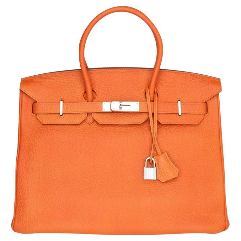 Hermès Birkin Bag 35cm Orange Togo Leather with Palladium Hardware ...