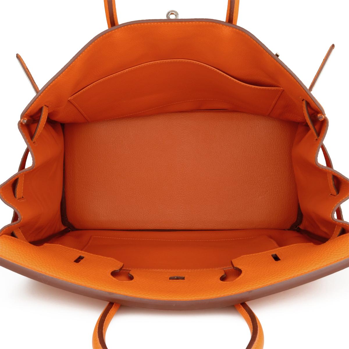 Hermès Birkin Bag 35cm Orange Togo Leather with Palladium Hardware Stamp N 2010 8