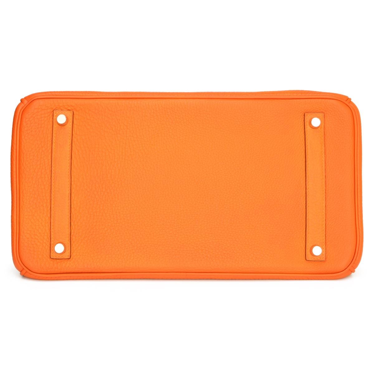 Hermès Birkin Bag 35cm Orange Togo Leather with Palladium Hardware Stamp N 2010 In Good Condition In Huddersfield, GB