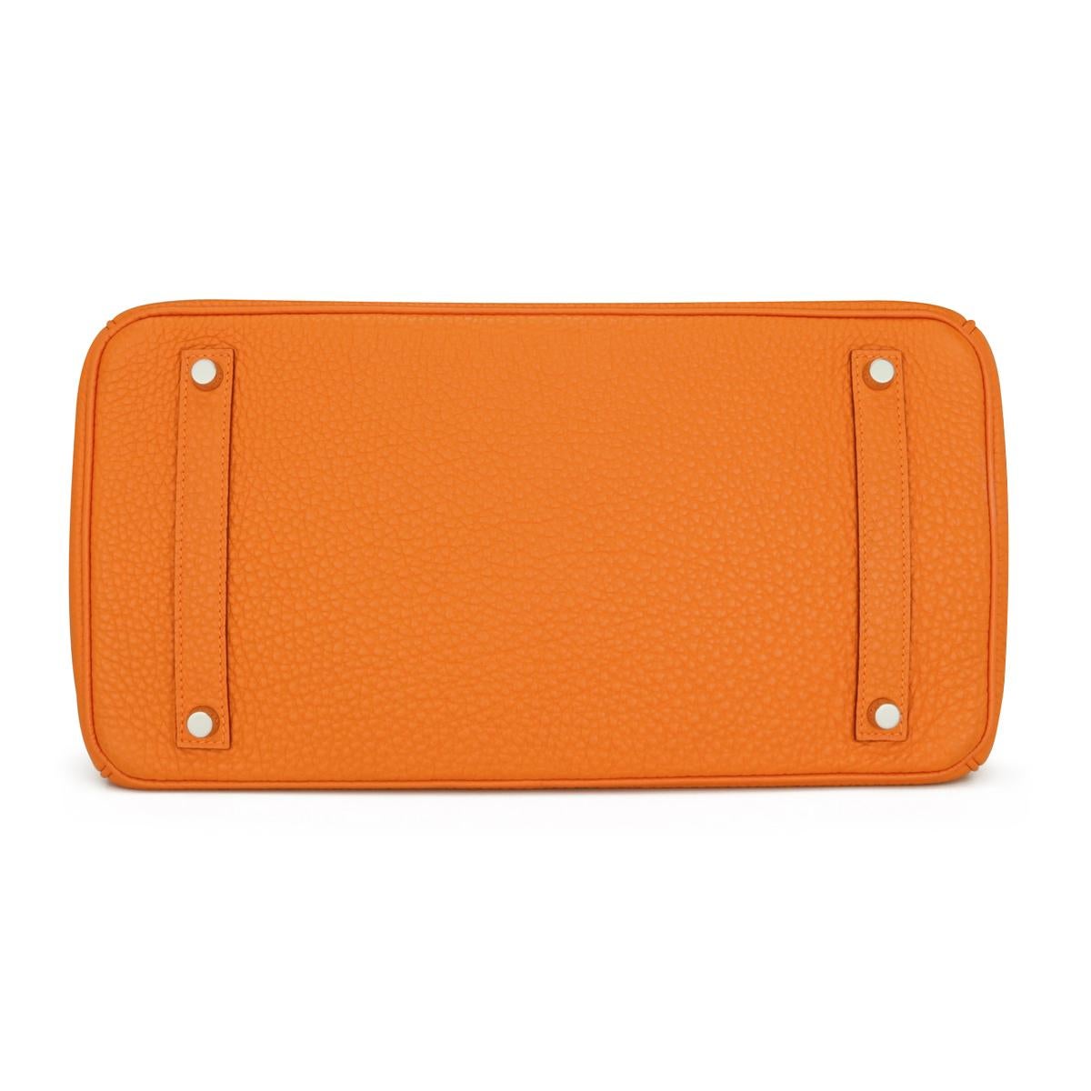 Hermès Birkin Bag 35cm Orange Togo Leather with Palladium Hardware Stamp N 2010 In Excellent Condition In Huddersfield, GB