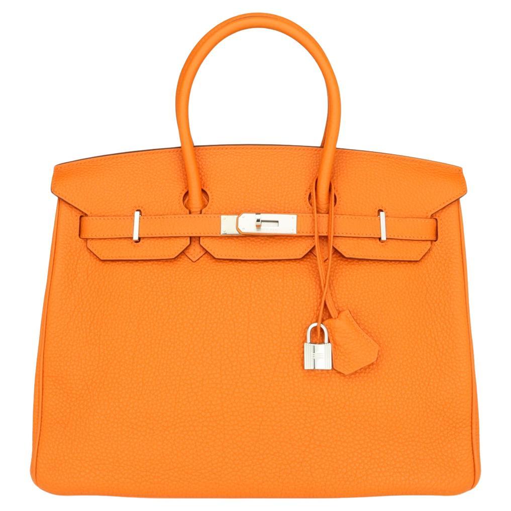 Hermès Birkin Bag 35cm Orange Togo Leather with Palladium Hardware Stamp N 2010