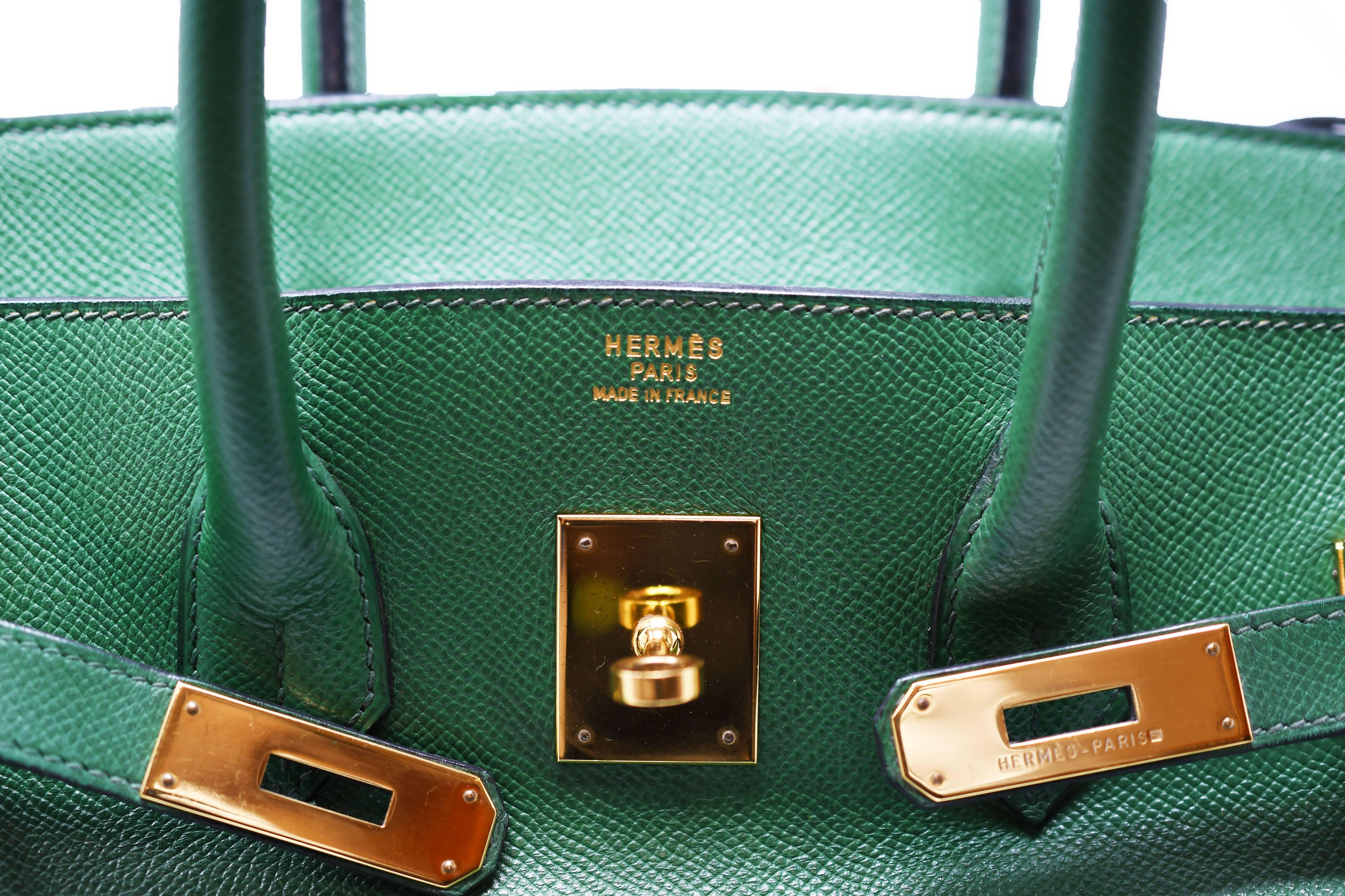 Hermes Birkin Bag 35cm Pelouse Courchevel GHW For Sale 1