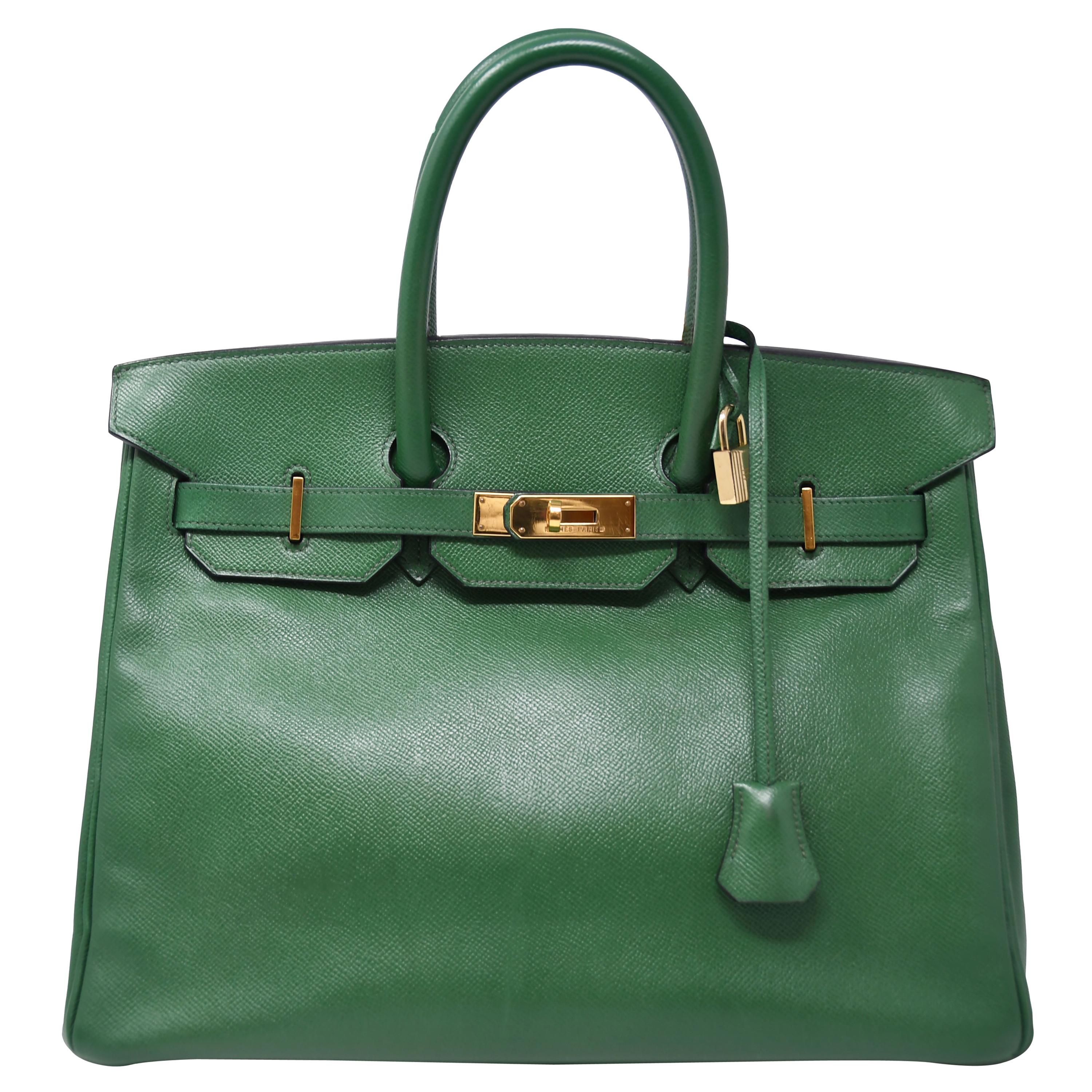 Hermes Birkin Bag 35cm Pelouse Courchevel GHW For Sale